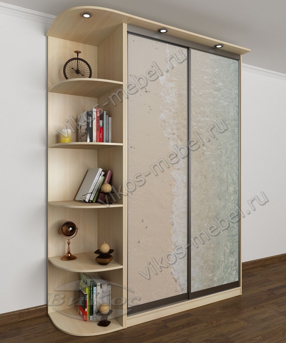 Шкаф-купе в спальню с боковыми полками