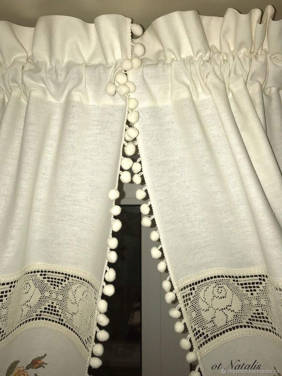 Шторы лен с кружевом