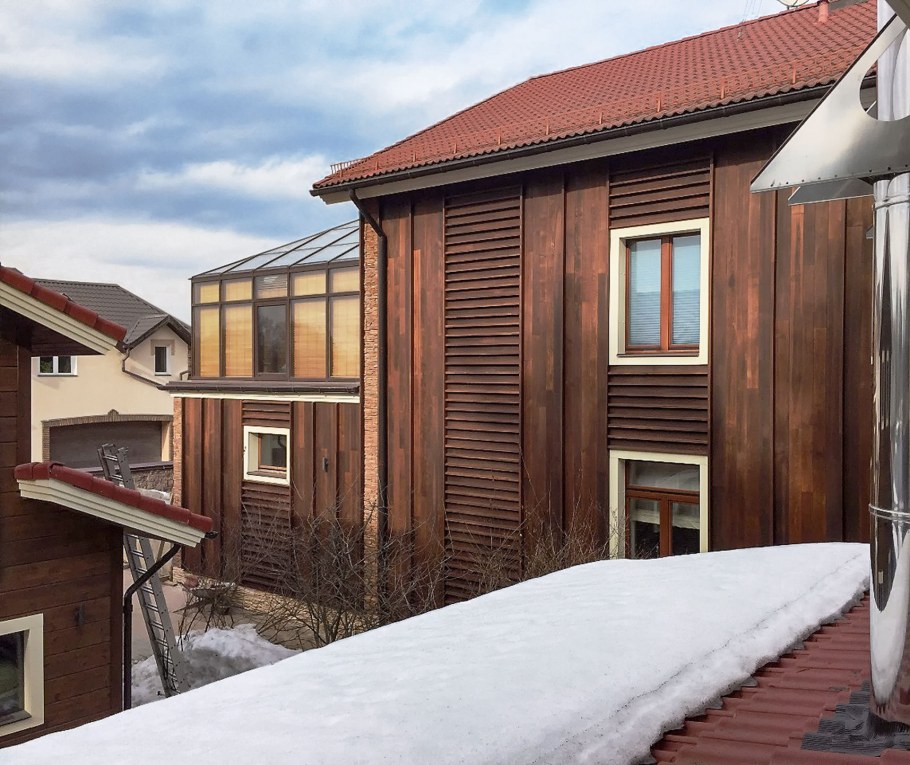 Облицовка фасада термодеревом