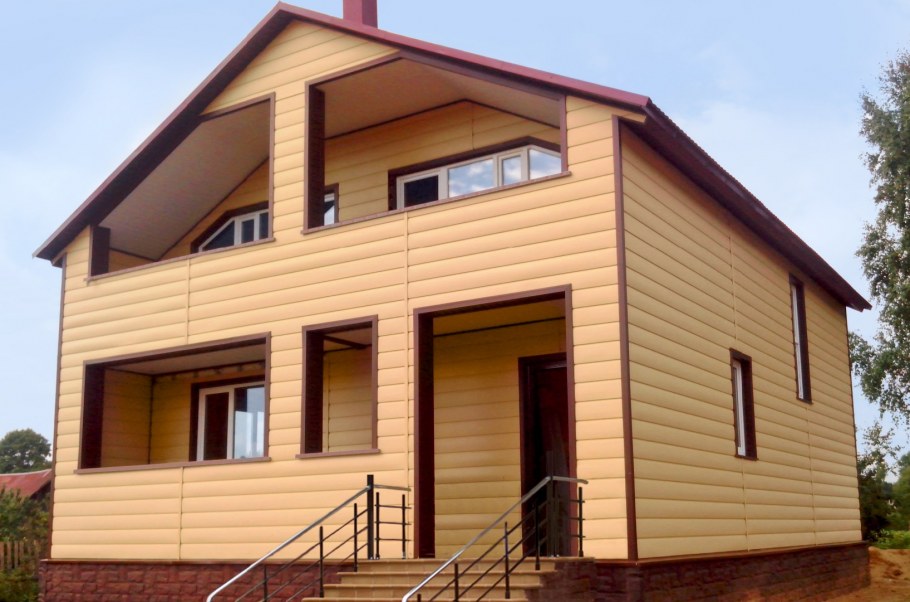 Сайдинг Текос кофе с молоком блок Хаус