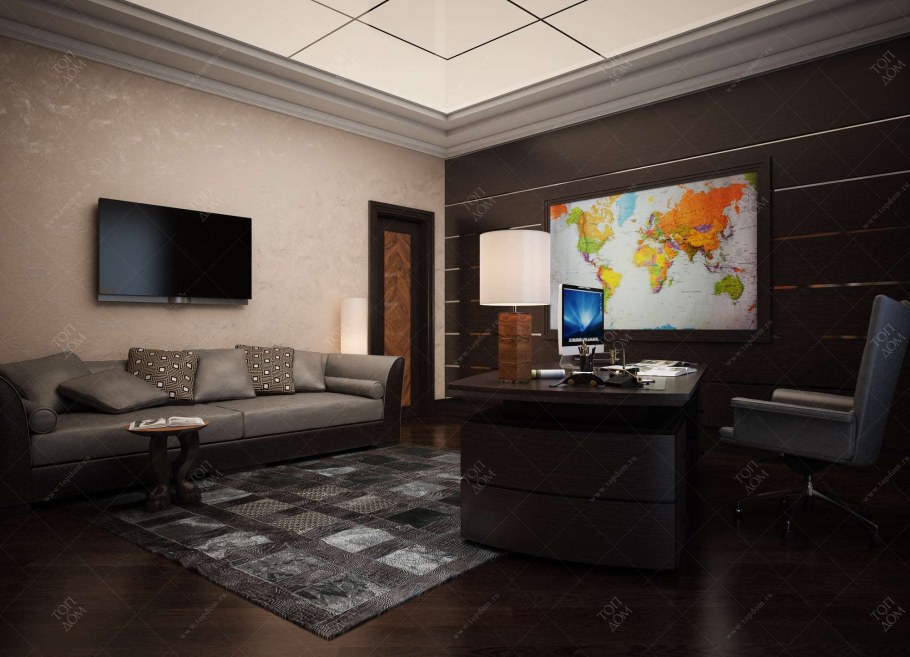 Кабинет в коричневых тонах