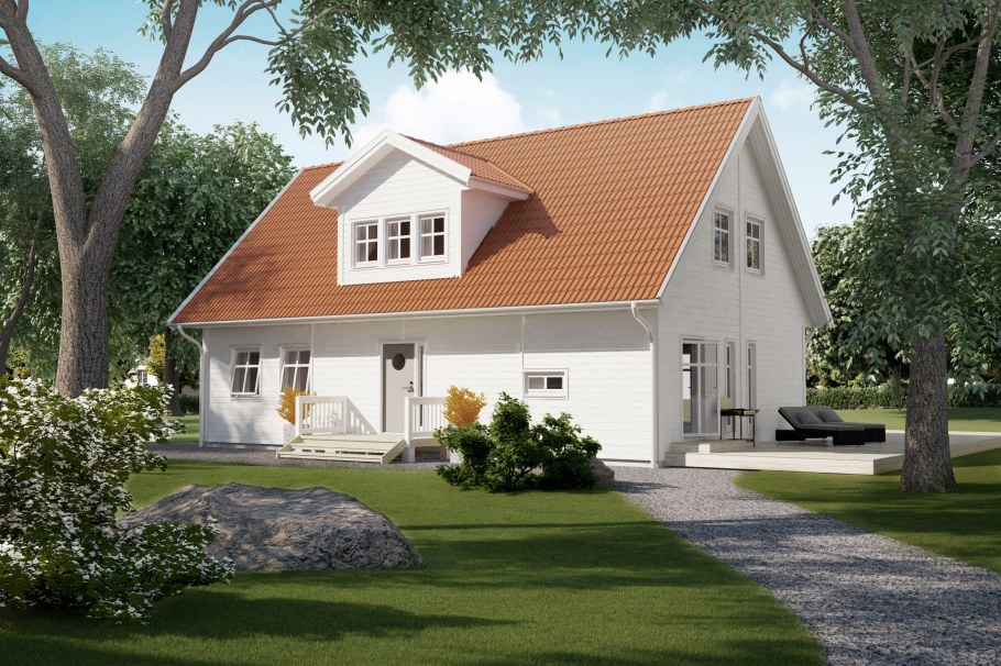 Дом в шведском стиле с мансардой