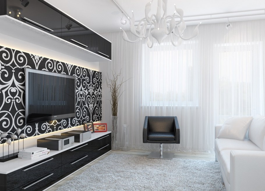 Гостиная в черно белом стиле