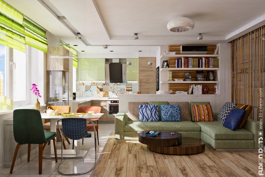 Квартира студия в стиле Фьюжн