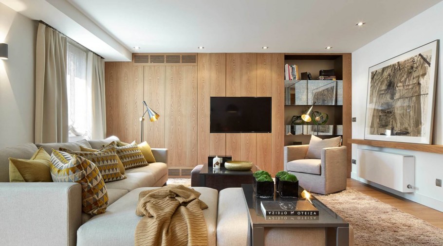 Интерьер прямоугольной комнаты