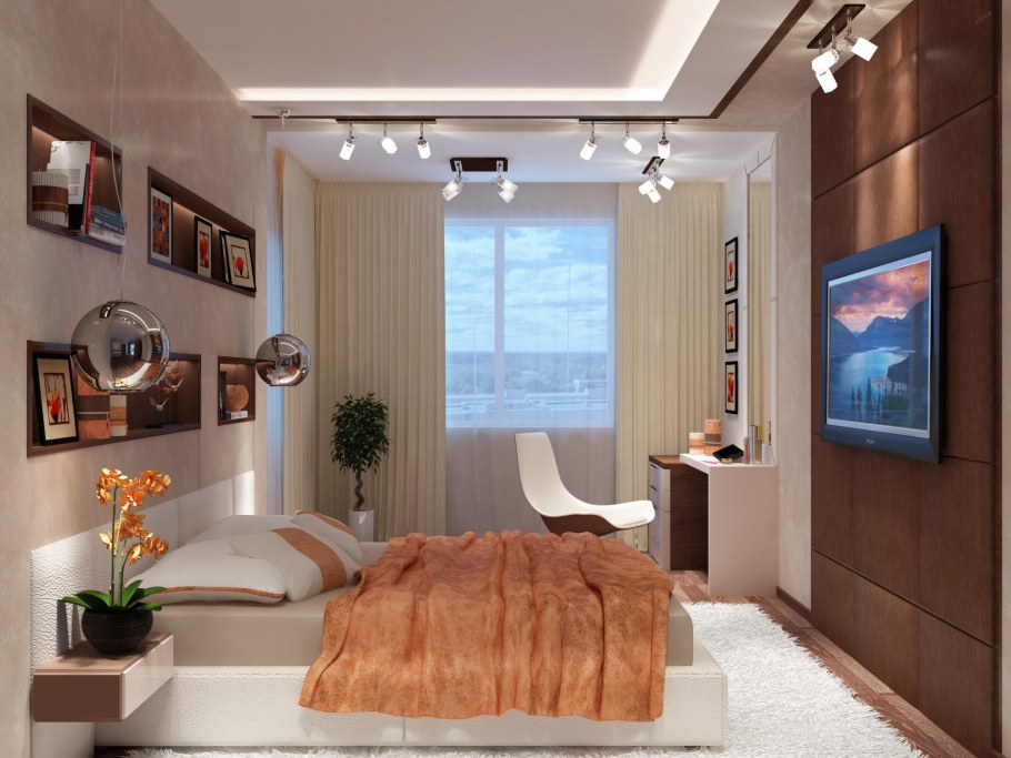 Спальня в теплых оттенках