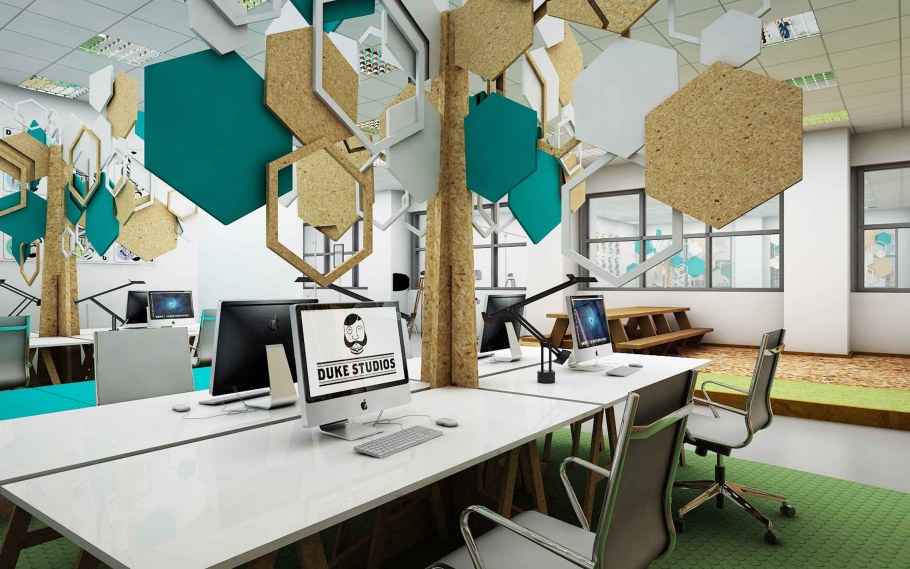 Зеленые стены в офисе