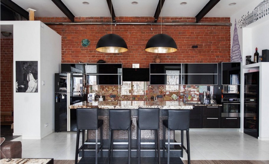 Остров на кухне лофт