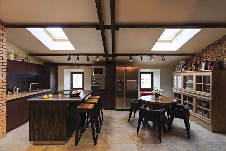 Кухня с островком лофт