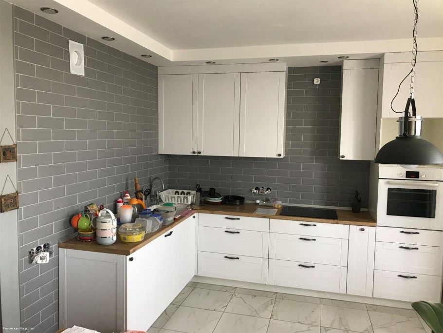 Фартук для кухни серый кирпич