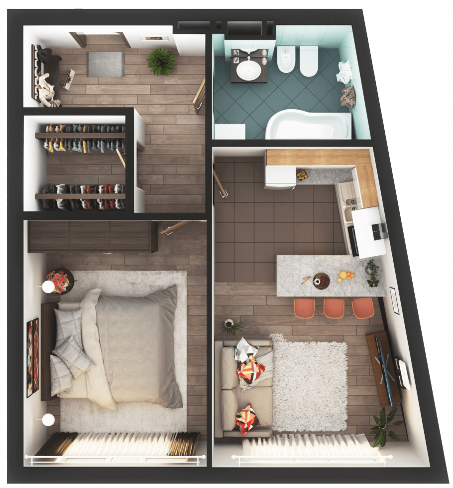 Планировка однокомнатной