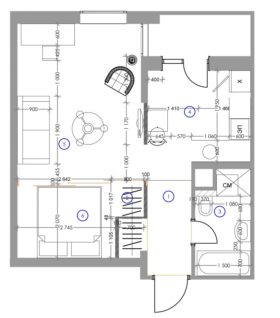 Варианты планировки 31,6