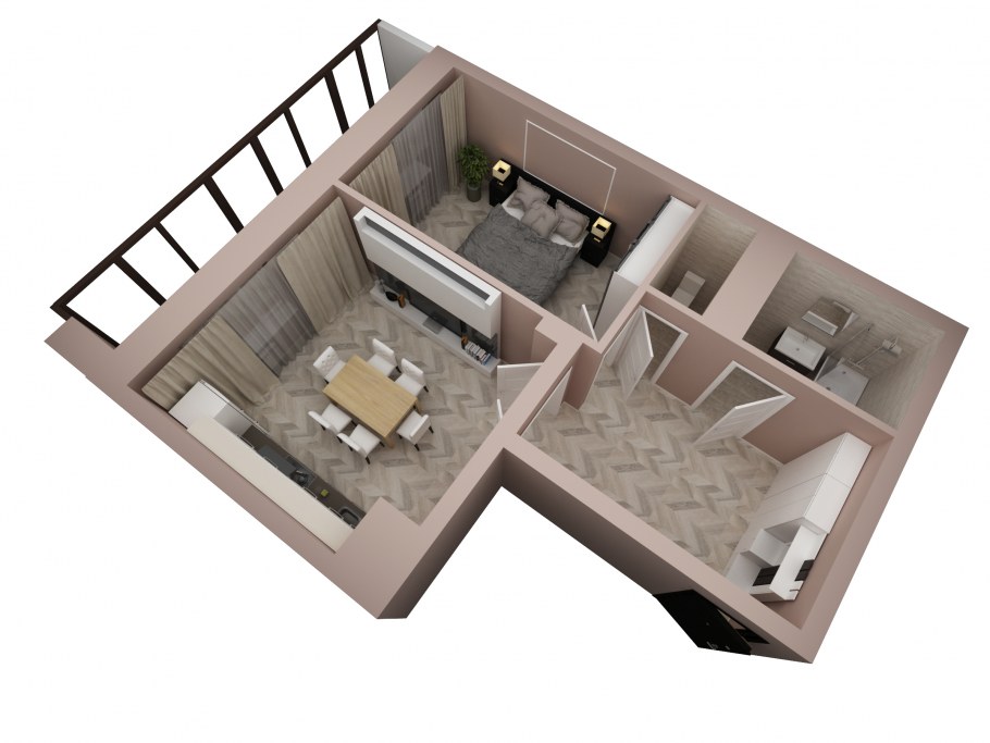 План однокомнатной квартиры 3д