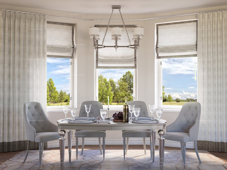 Римские шторы в эркере