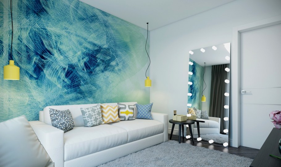 Бирюзовая акцентная стена