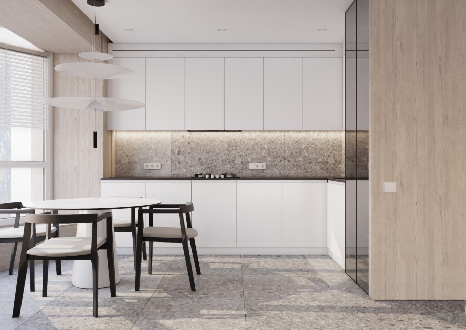 Стеклянная перегородка на кухне