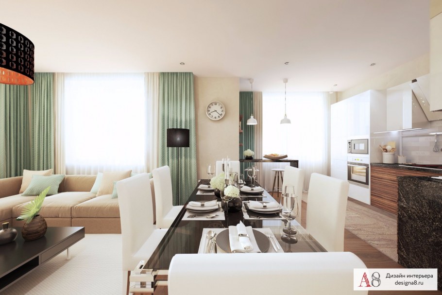 Кухня-гостиная 60 кв м