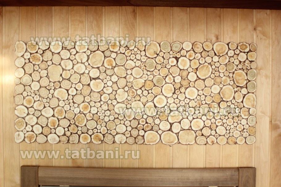 Панно из спилов дерева в бане