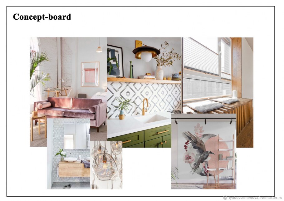 Коллаж картин на стене кухня