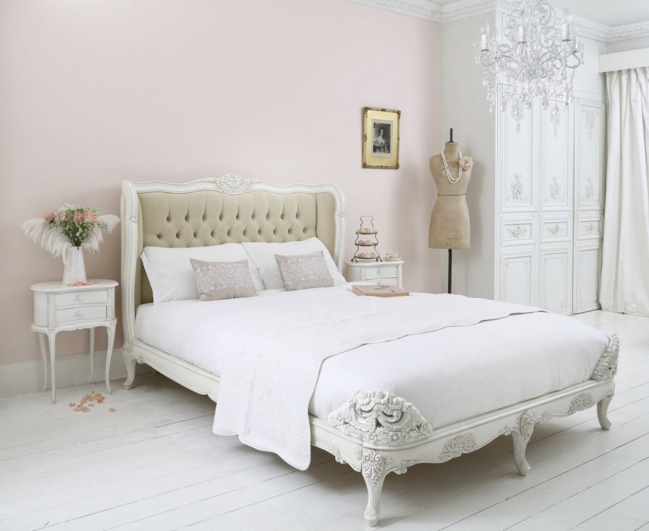 Кровать в стиле французский Прованс с мягким изголовьем