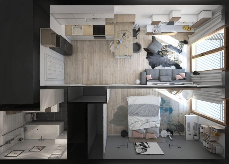 Однокомнатная квартира в стиле японского минимализма