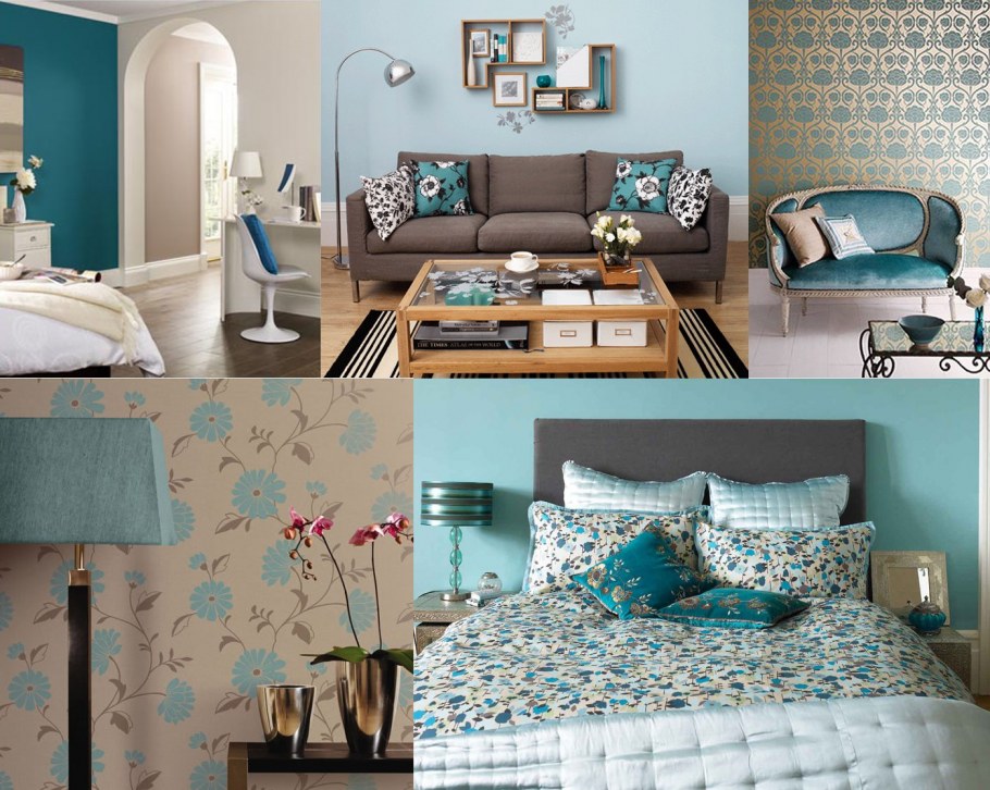 Сочетание цветов с бирюзовым в интерьере