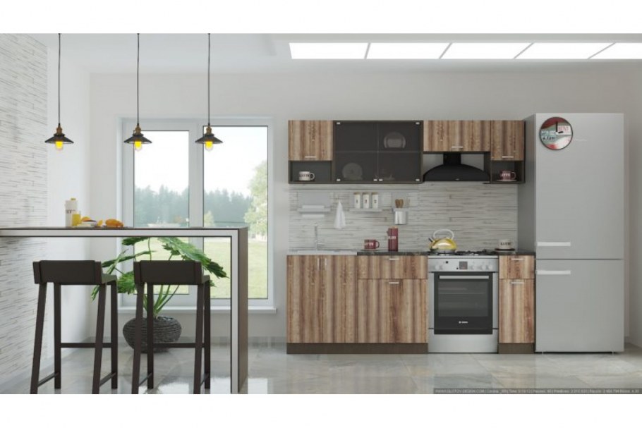 Кухня "Зара" ЛДСП 2,1м (пепел/дуб Сакраменто)