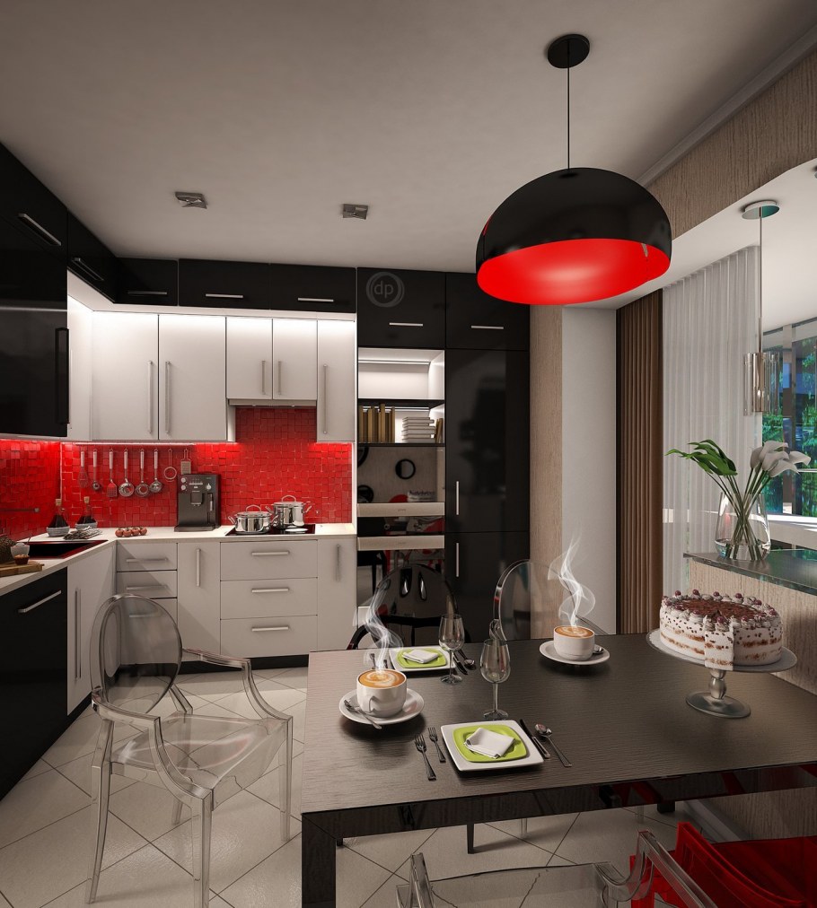 Красно черная кухня