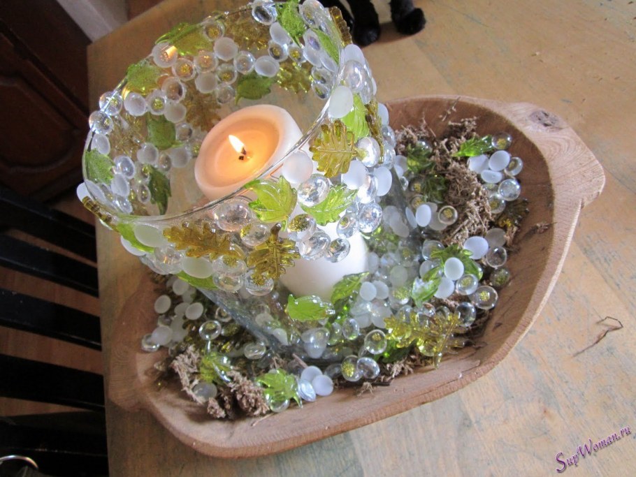 Декор стеклянных ВАЗ ракушками