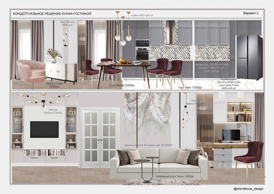 Коллаж кухни гостиной