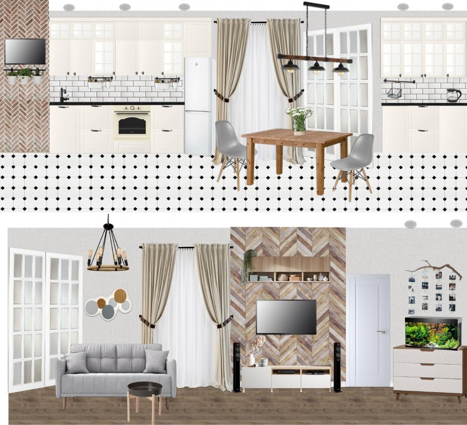 Коллаж кухни в скандинавском стиле