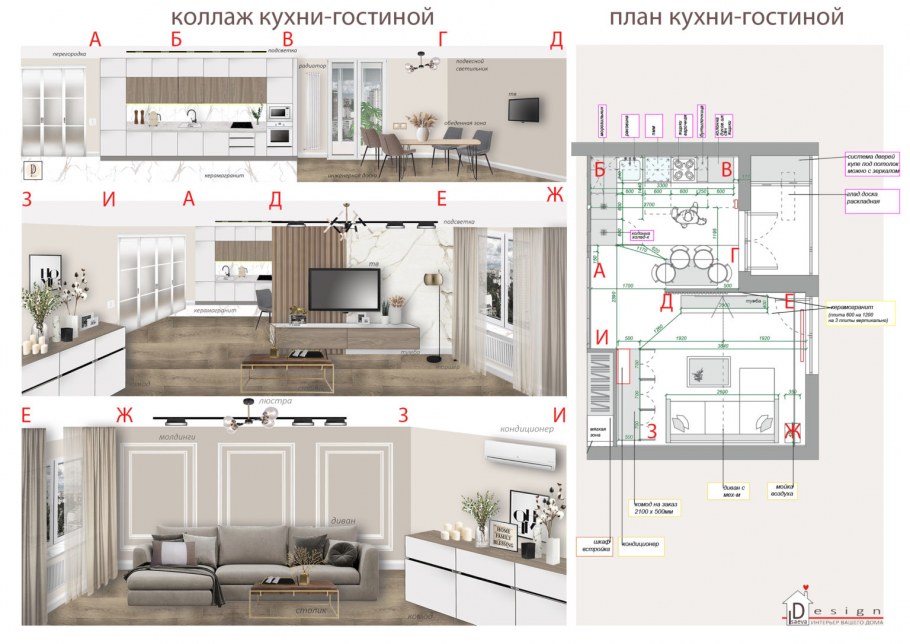 Коллаж кухня гостиная
