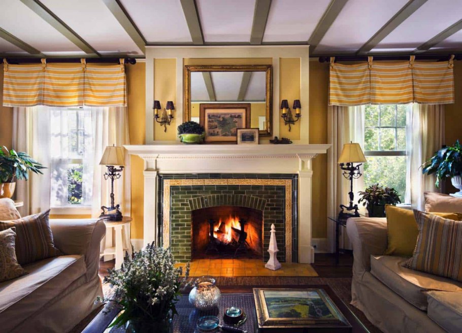 Английский дом с камином и садом