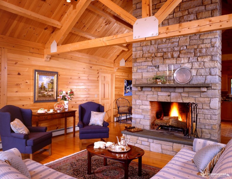 Гостиная в деревянном доме