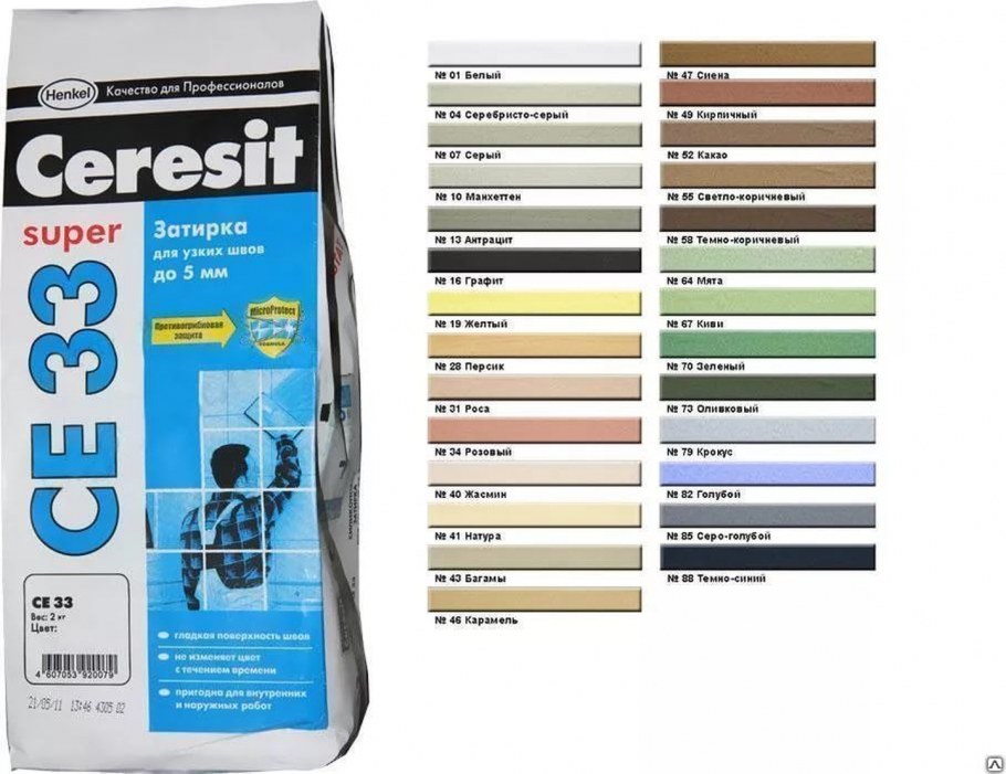 Палитра затирка Ceresit се 33