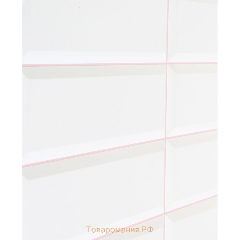 Панель ПВХ плитка белая розовый шов 955*480