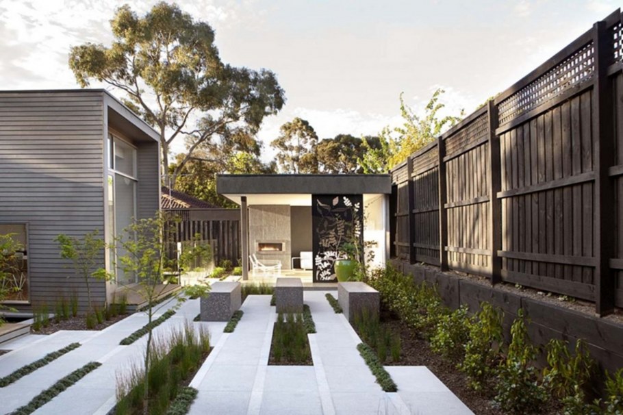 Ландшафт частного двора в современном стиле