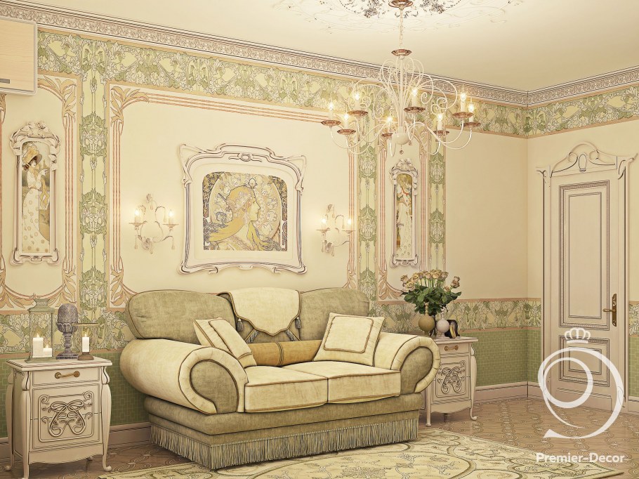 Классическая декоративная роспись гостиной