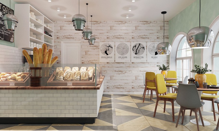 Кондитерская в светлых тонах