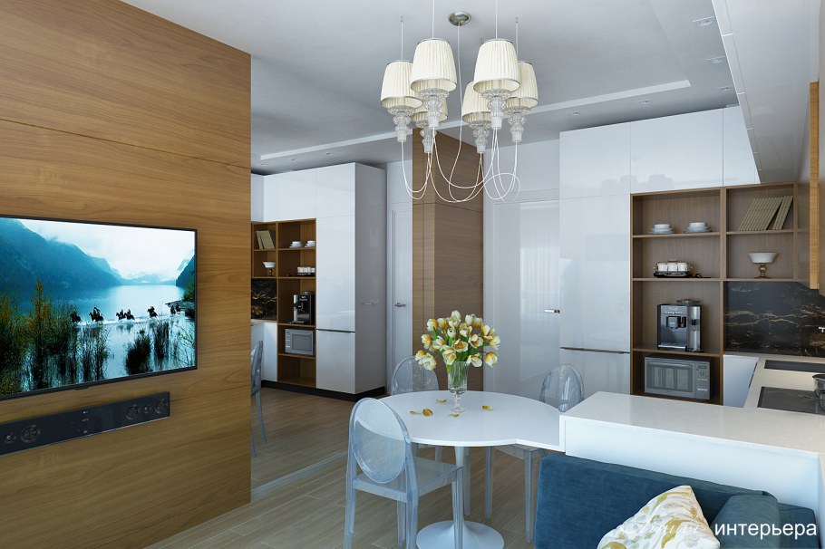 Кухня гостиная в ЖК Грин парк