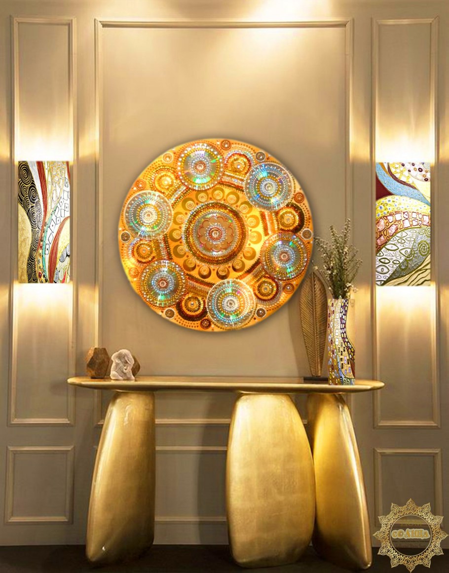 Ар деко золотое панно поталь