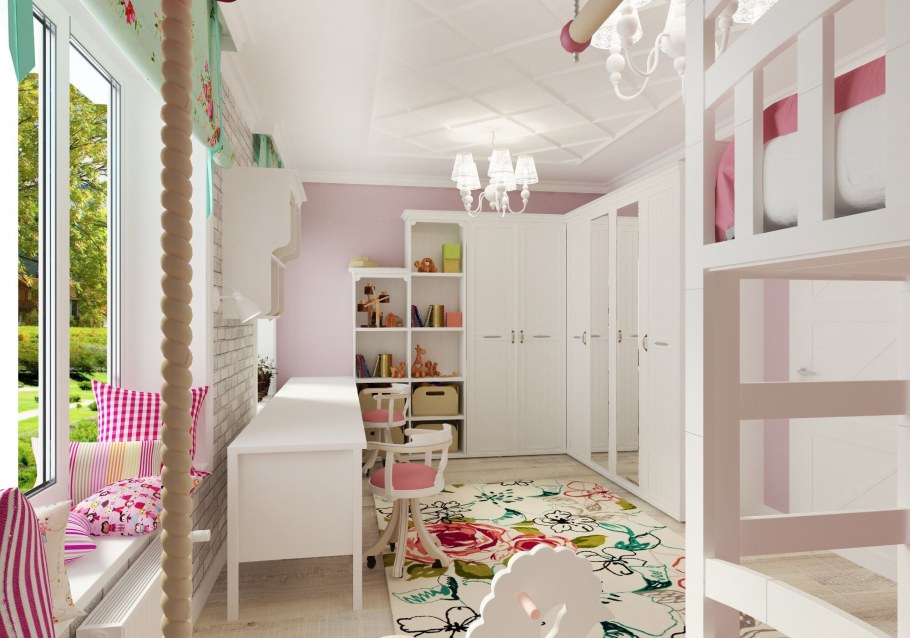 Детская комната с двухъярусной кроватью