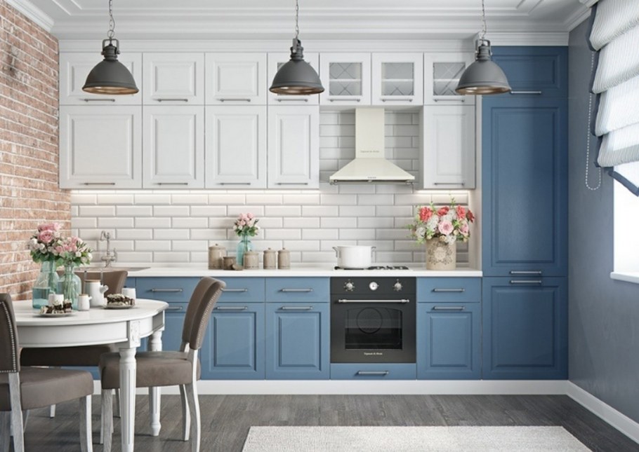Кухня Кантри Прованс Неоклассика голубая