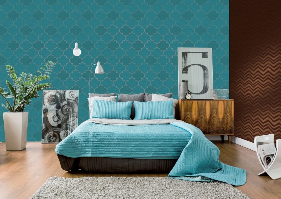 Спальня в цвете морской волны