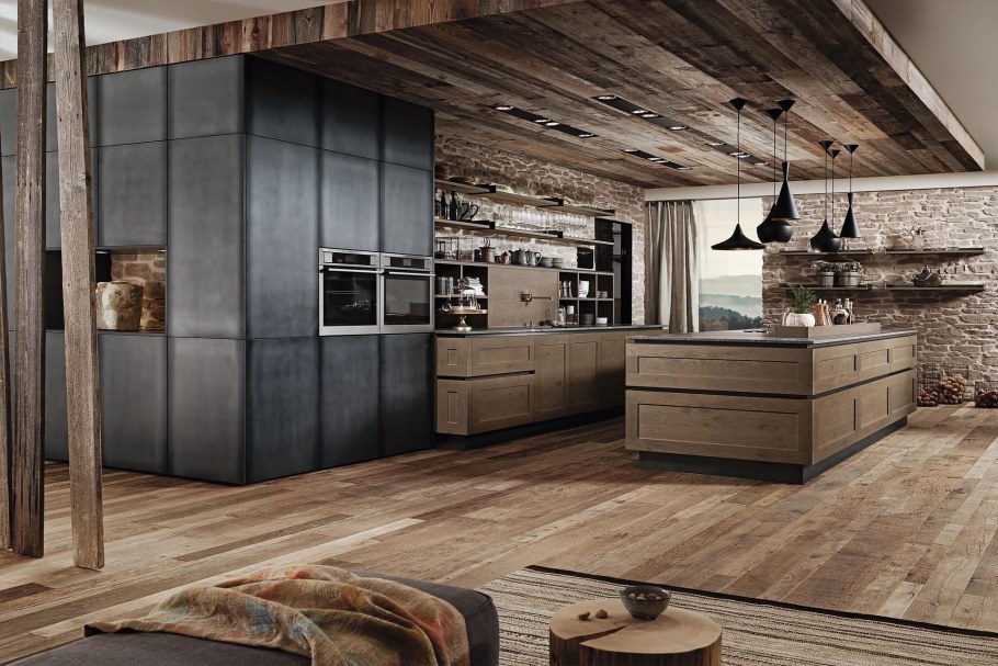 Деревянная кухня в стиле лофт