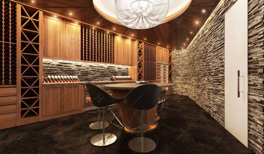 Галька в интерьере бара