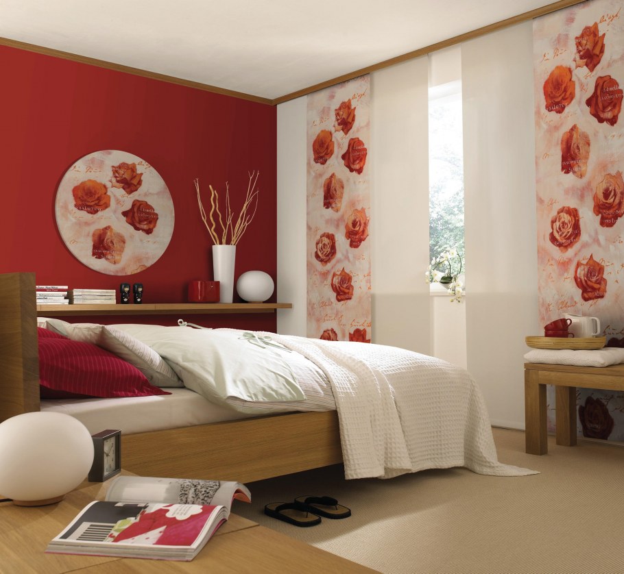 Шторы в спальню в японском стиле