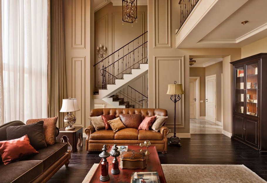 Двухсветная гостиная в стиле Неоклассика