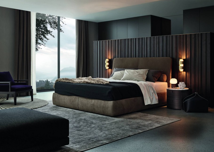Стиль Контемпорари в спальне в коричневых тонах
