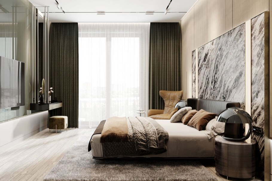 Интерьер из белого мрамора